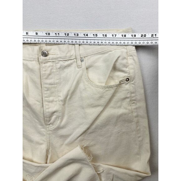AMERICAN EAGLE Womens Jeans Size 18 Short Wide Leg Crop Cream Button Fly - Picture 8 of 11